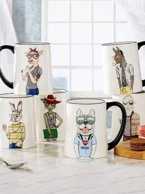 NIB Hipster Animal Mug Set of Six Animal Character Signature Housewares